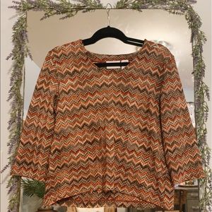 Vintage 70s Style Orange Brown Pink Green Shirt